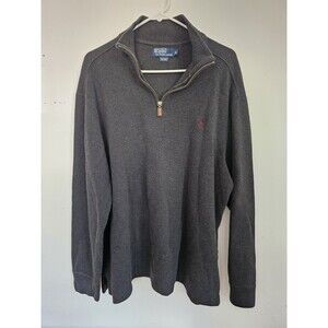 Polo Ralph Lauren Pullover Sweater Men's XL Gray 1/4 Zip Knit Red Pony Logo